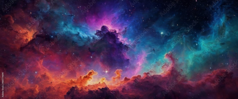 Colorful space galaxy cloud A vibrant nebula bursting with color Colorful space galaxy cloud A vibrant nebula bursting with color