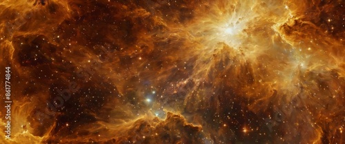 Colorful space galaxy cloud Golden nebula a luxurious and opulen photo