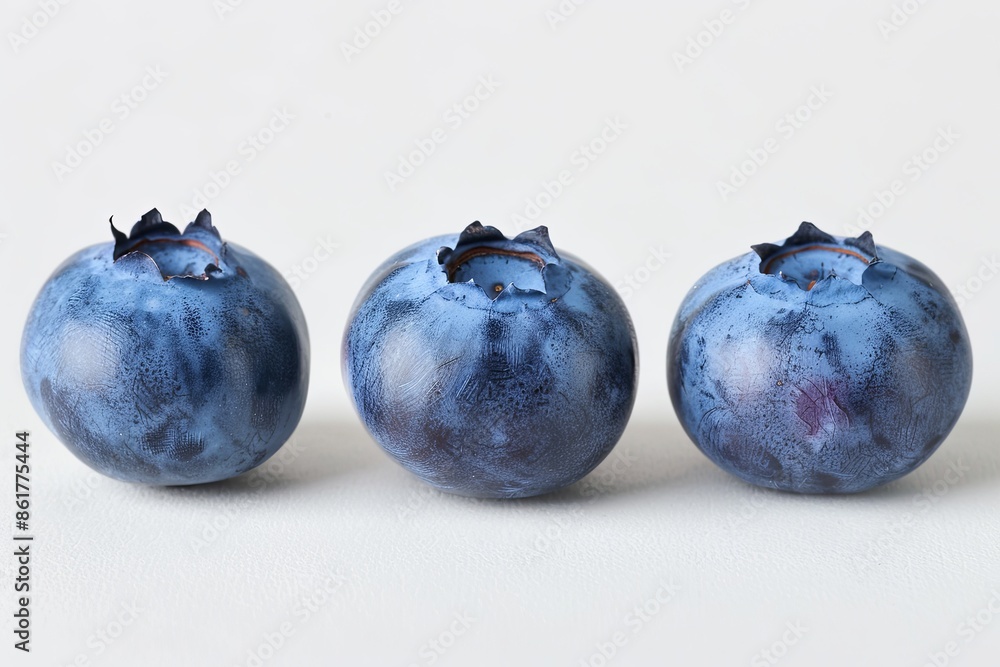 three blueberries on a white background three blueberries on a white background