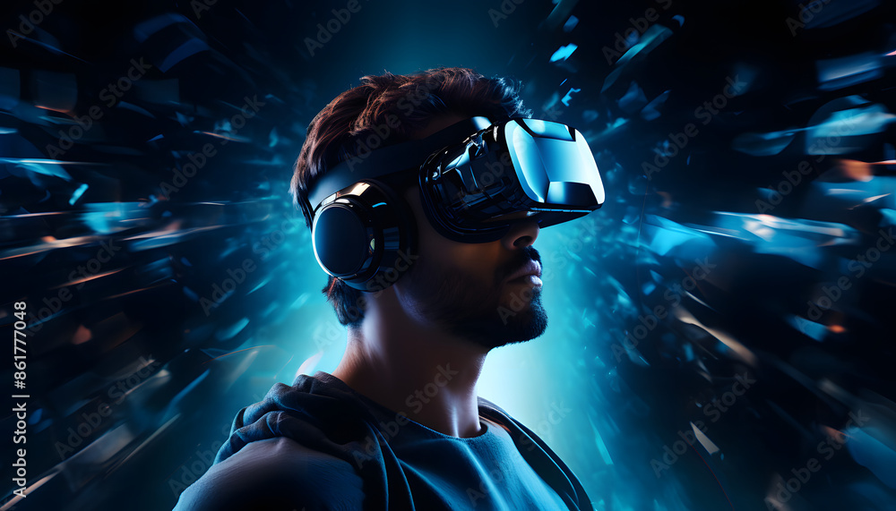 Man Using VR Headset Man Using VR Headset