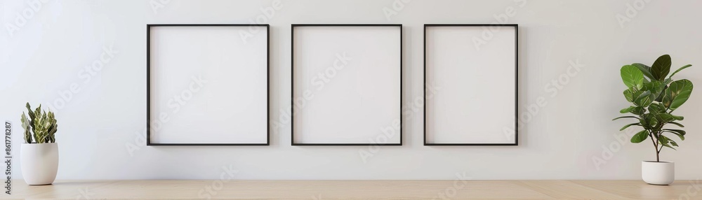 three vertical empty frames in eclectic office three vertical empty frames in eclectic office