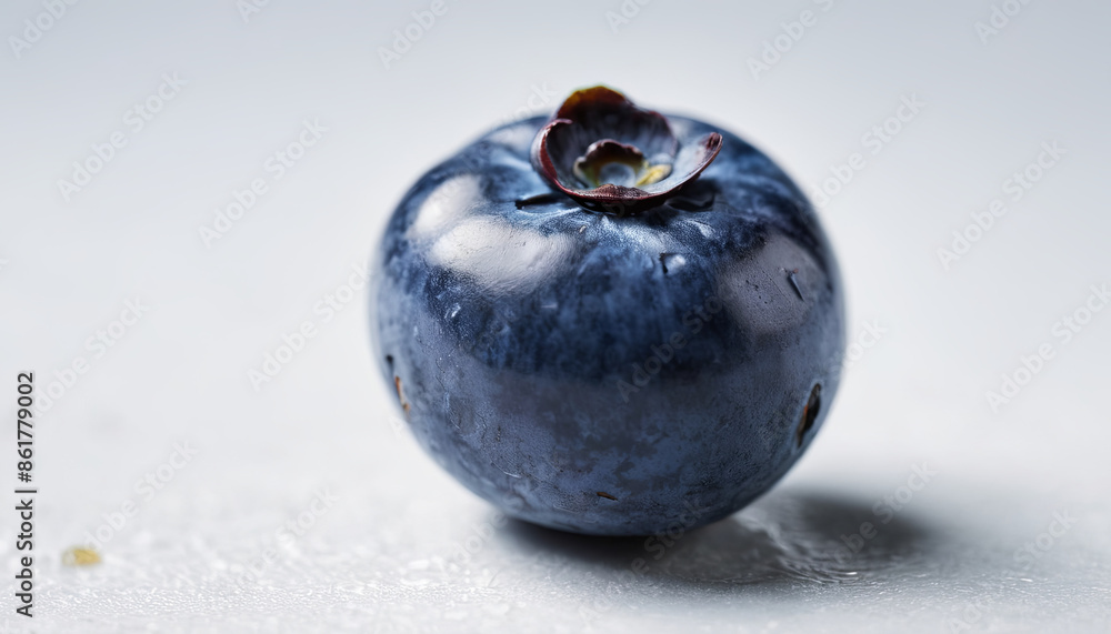 A single, ripe blueberry sits on a white surface, capturing the beauty of this small fruit A single, ripe blueberry sits on a white surface, capturing the beauty of this small fruit