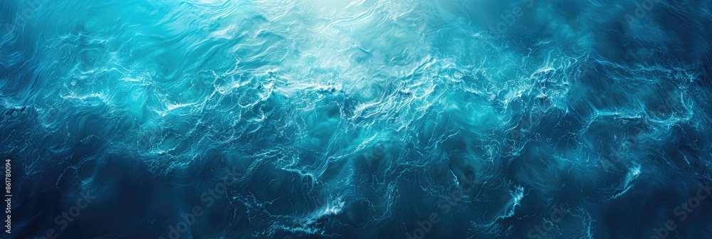 Aerial view of the deep blue ocean with gentle waves and sunlight reflecting on the water surface, creating a serene and tranquil seascape. Aerial view of the deep blue ocean with gentle waves and sunlight reflecting on the water surface, creating a serene and tranquil seascape.