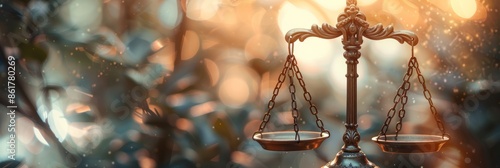 A close-up photograph of the scales of justice with a blurred, bokeh background. The scales are in focus, symbolizing balance and fairness