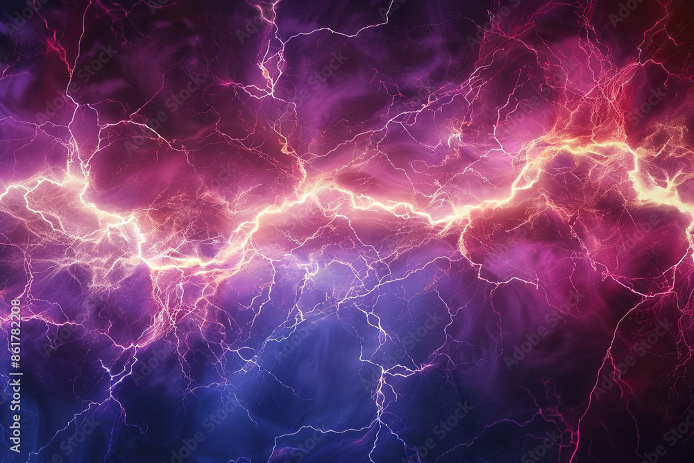 Generative ai on theme of scary bright electric lightning bolt with branches in the night dark sky Generative ai on theme of scary bright electric lightning bolt with branches in the night dark sky