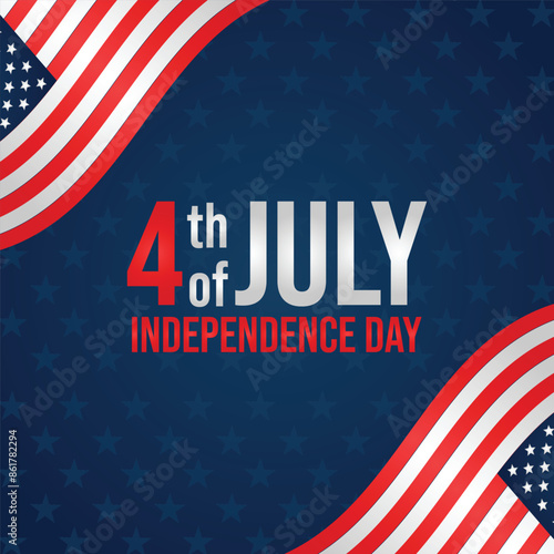 4 th of July happy independence day typography with vector social media post design template.
