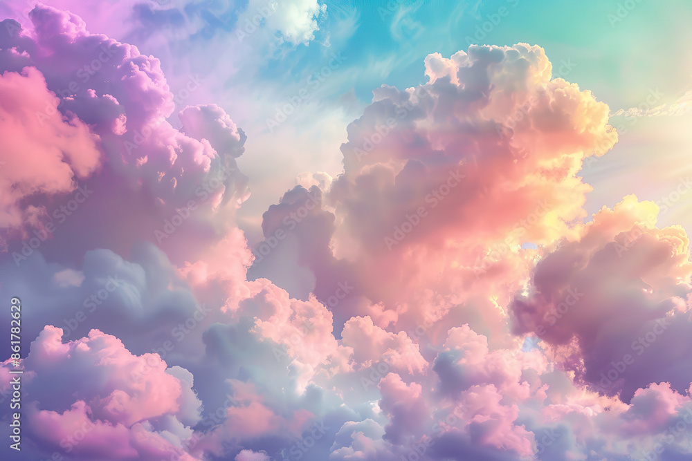 Generative ai on theme of beautiful tranquil landscape with magical bright rainbow at cloudy sky Generative ai on theme of beautiful tranquil landscape with magical bright rainbow at cloudy sky
