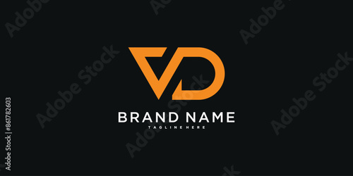 VD letter logo design with modern style. Preamium Vector
