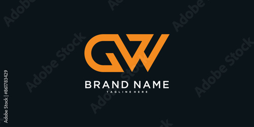 CW letter logo design with modern style. Preamium Vector