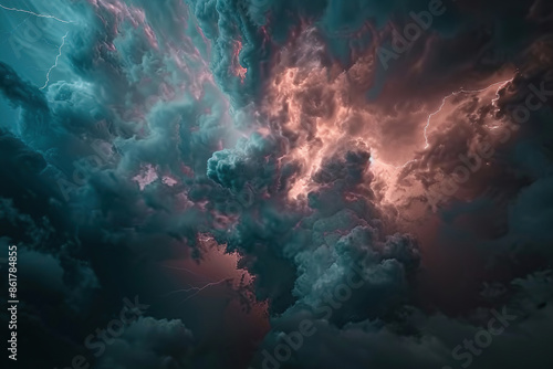 Generative ai on theme of a dramatic dark storm clouds before rain creating spectacular landscape