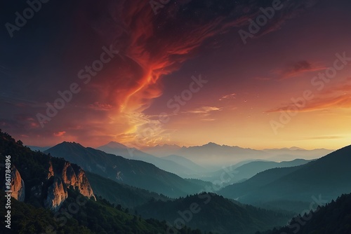 sunset over the mountains