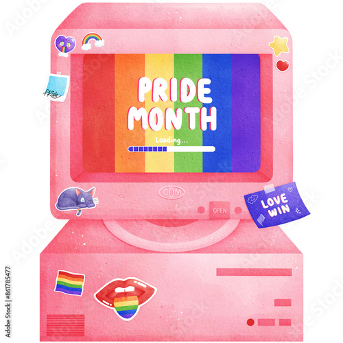 Watercolor Retro Pride Computer