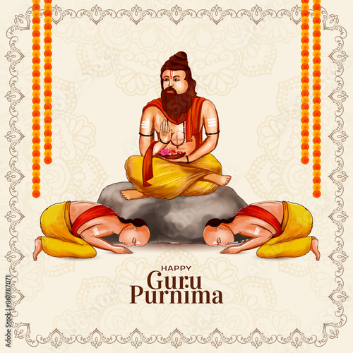 Elegant Happy Guru Purnima Indian festival celebration background