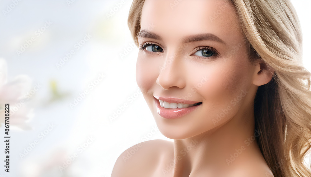 Close Up Portrait of a Smiling Woman Touching Her Face Close Up Portrait of a Smiling Woman Touching Her Face