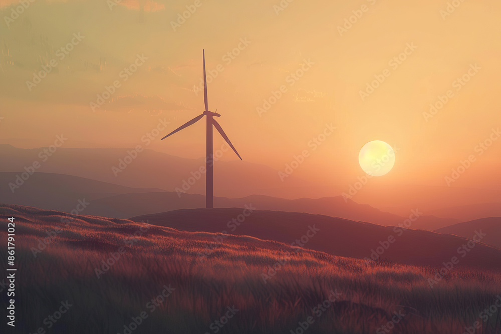 Generative ai on theme of wind power farm with rotation propellers, does not pollute environment Generative ai on theme of wind power farm with rotation propellers, does not pollute environment