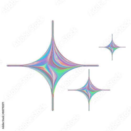 3d chrome Retro futuristic y2k elements