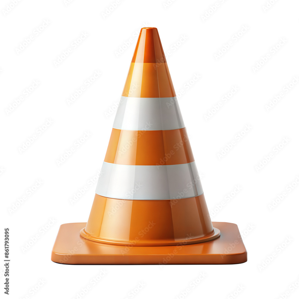 orange traffic cone on transparent background orange traffic cone on transparent background