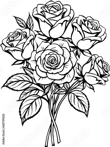 hand drawn rose logo icon t-shirt design coloring page app icon Print design illustration