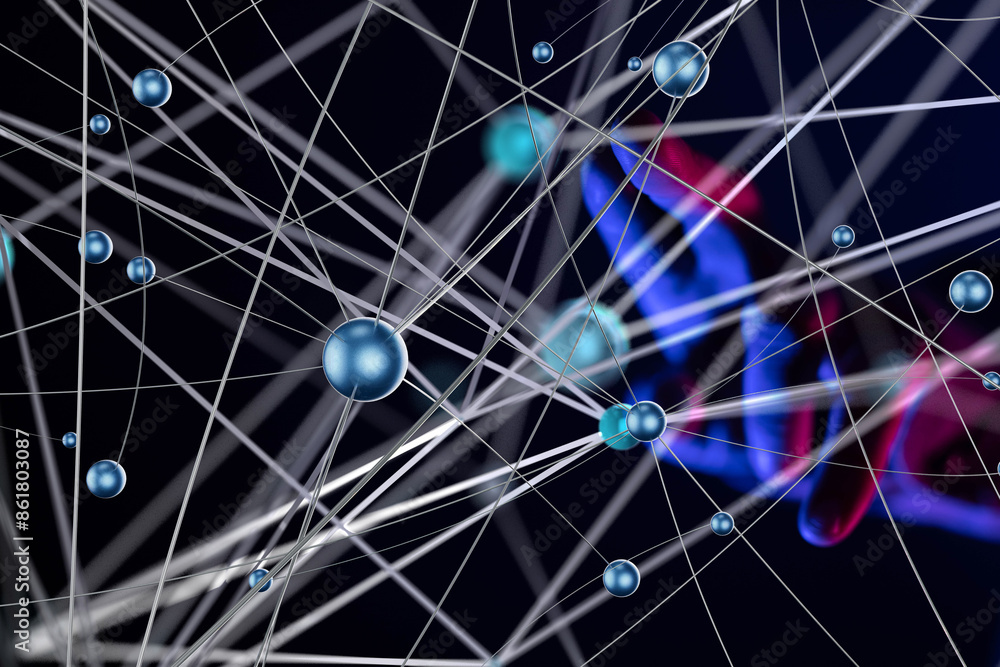 Global network. Blockchain. 3D illustration. Neural networks and artificial intelligence. Abstract Global network. Blockchain. 3D illustration. Neural networks and artificial intelligence. Abstract