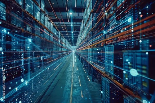 Wallpaper Mural Smart logistics innovations  future transport advancements at warehouse center with ai Torontodigital.ca