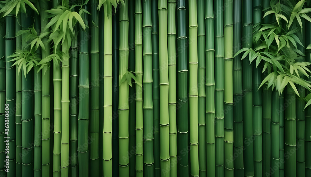 Fototapeta premium A Lush Wall Of Green Bamboo Stalks