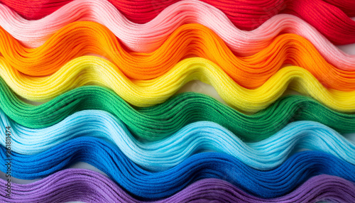 Colorful Wavy Embroidery Floss in Rainbow Order