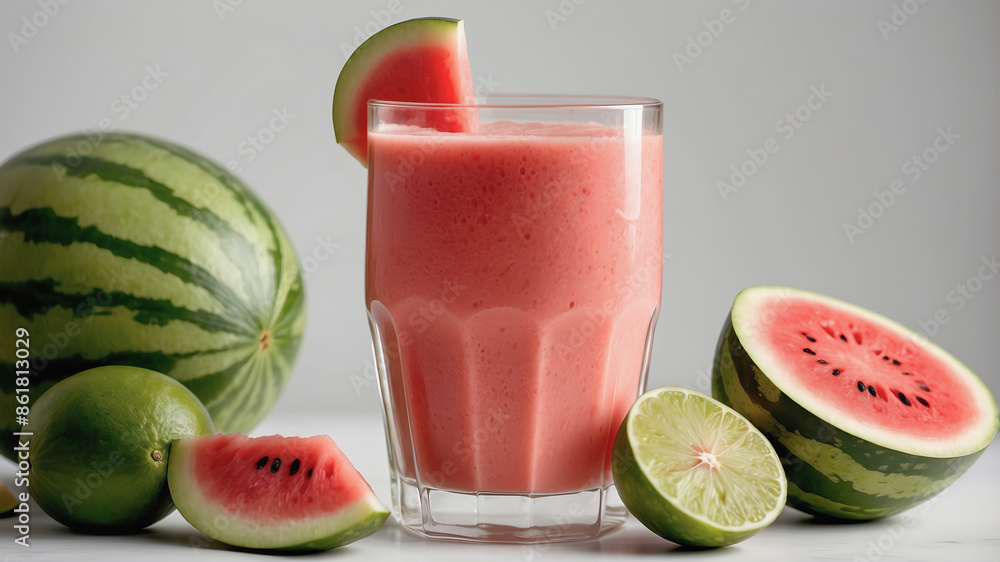 Smoothie watermelon lime background mockup.