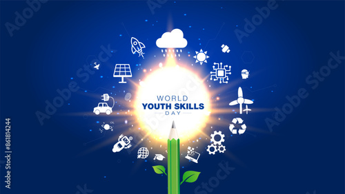 World Youth Skills Day. Modern skills education and training concept.