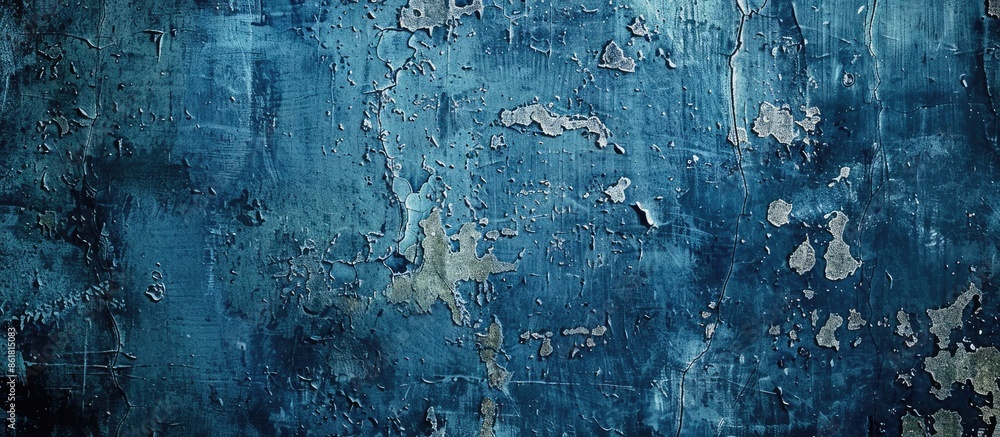 Fototapeta premium Dark blue cement wall providing a beautiful grunge backdrop with space for text in the image. Copy space image. Place for adding text and design