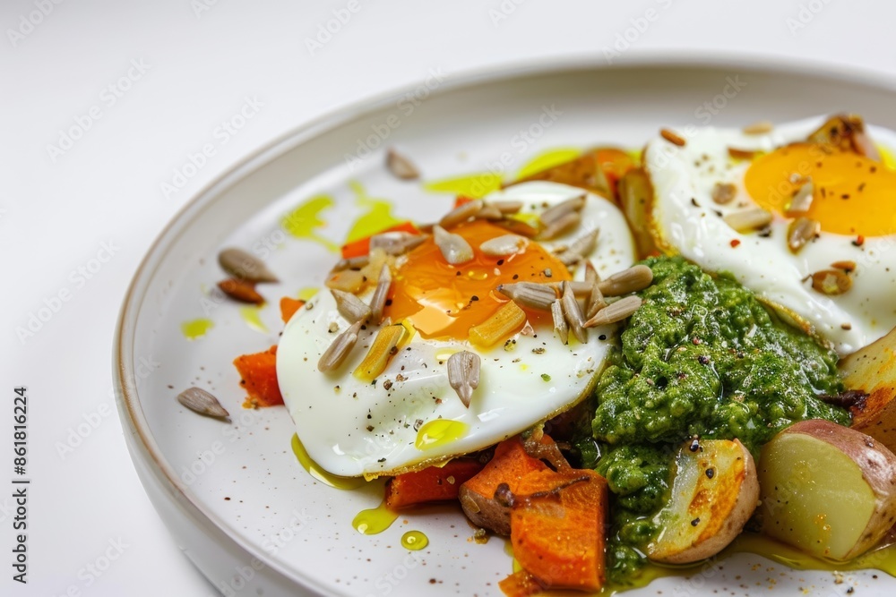 Elegant Carrot and Potato Hash with Pesto and Eggs Elegant Carrot and Potato Hash with Pesto and Eggs