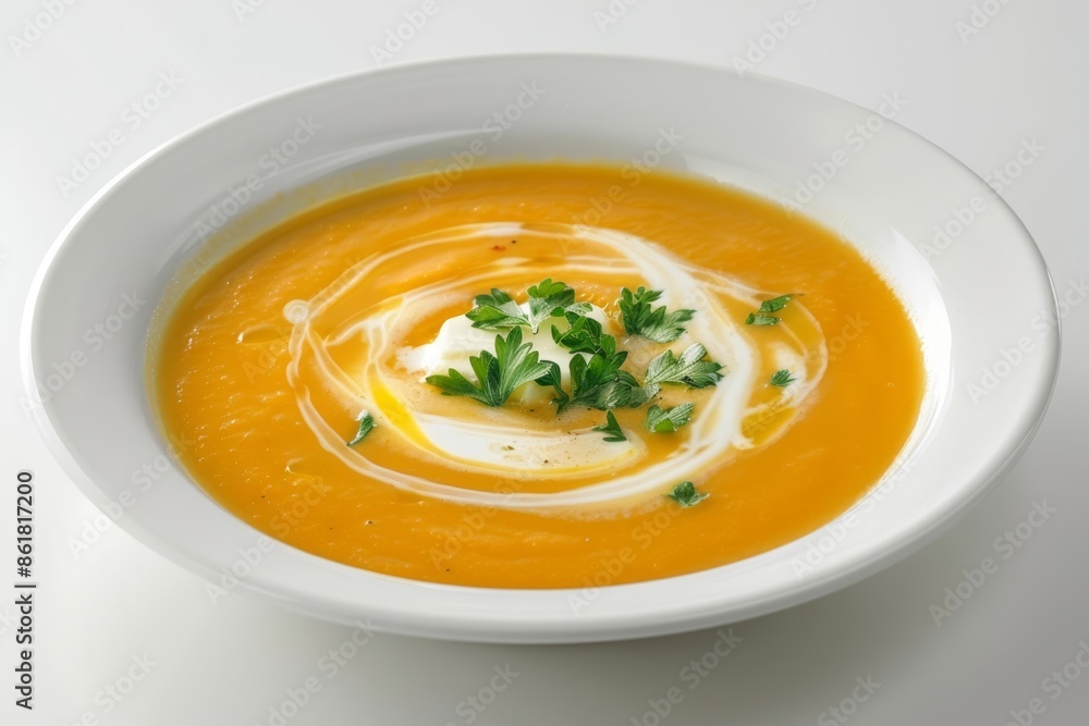 Aromatic Carrot Soup with Chopped Parsley and Enticing Aroma Aromatic Carrot Soup with Chopped Parsley and Enticing Aroma