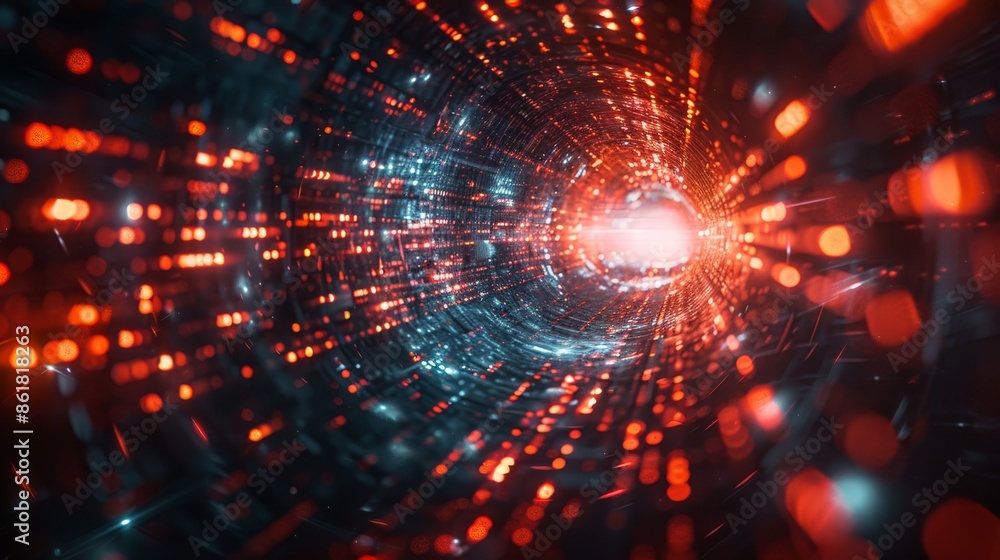 custom made wallpaper toronto digitalExplore a mesmerizing red particle tunnel in the vastness of space, ideal for scifi and cosmic design purposes