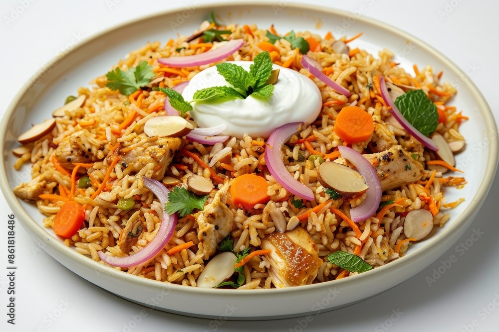 Exotic Carrot-Ginger Chicken Rice Bowl with Yogurt and Almonds Exotic Carrot-Ginger Chicken Rice Bowl with Yogurt and Almonds