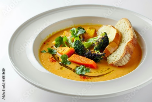 Cozy Bowl of Creamy Carrot-Ginger Soup with Roasted Vegetables