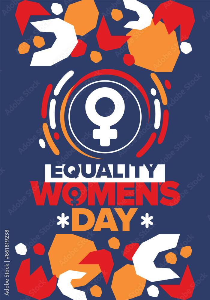 Fototapeta premium Women's Equality Day in United States. Female holiday, celebrated annually in August 26. Women right history month. Feminism concept. Poster, greeting card, banner and background. Vector illustration