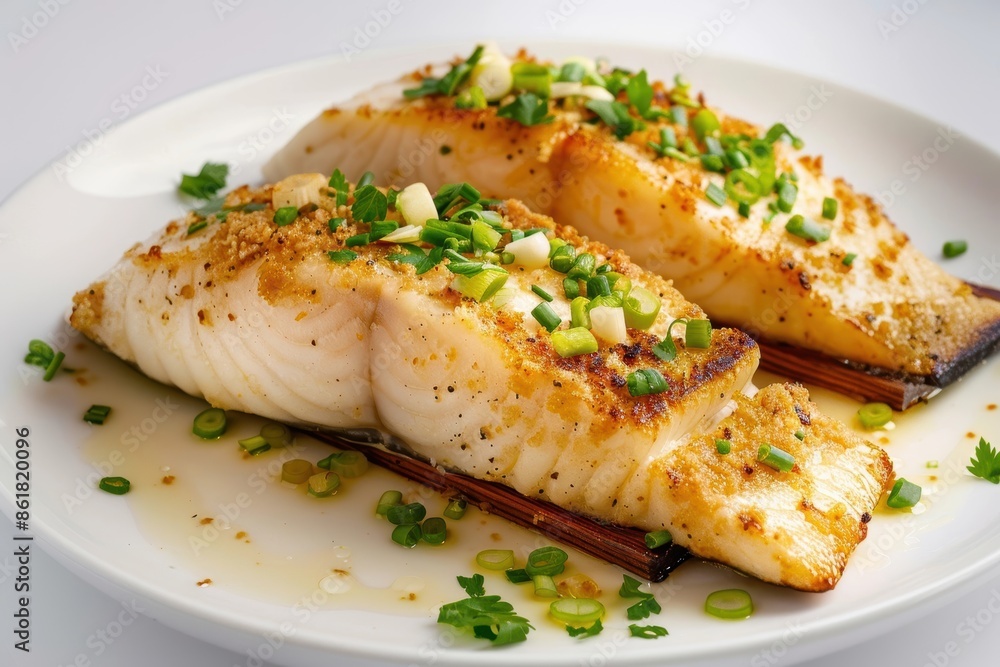 Indulgent Cedar Planked Halibut with Green Onion and Parsley Indulgent Cedar Planked Halibut with Green Onion and Parsley