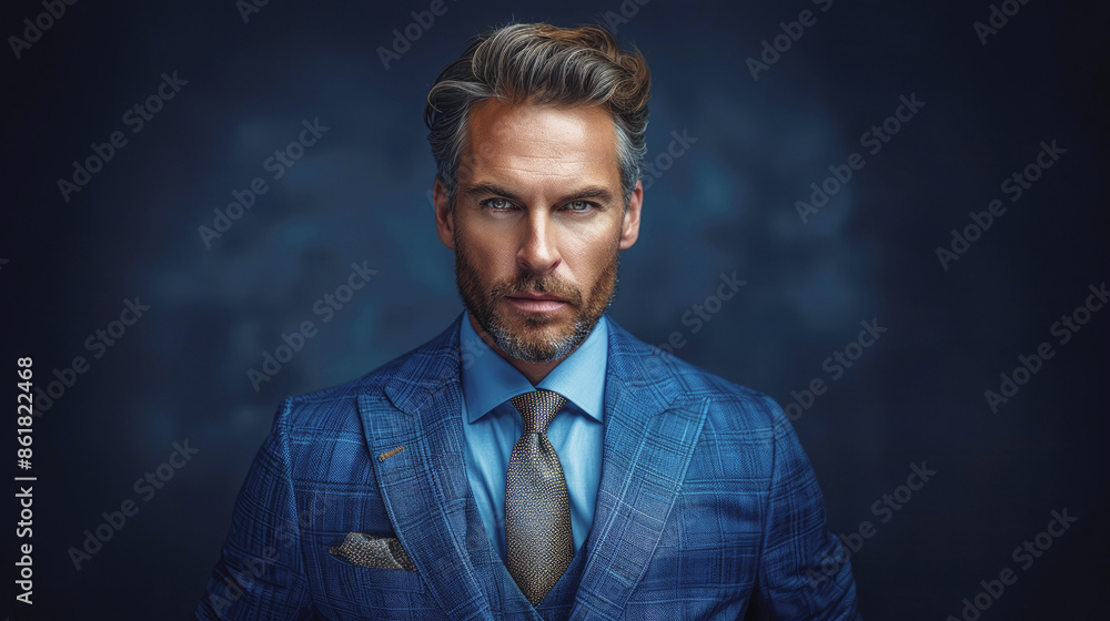 Portrait of a middle aged manager of a large multinational company, businessman in dark background. 