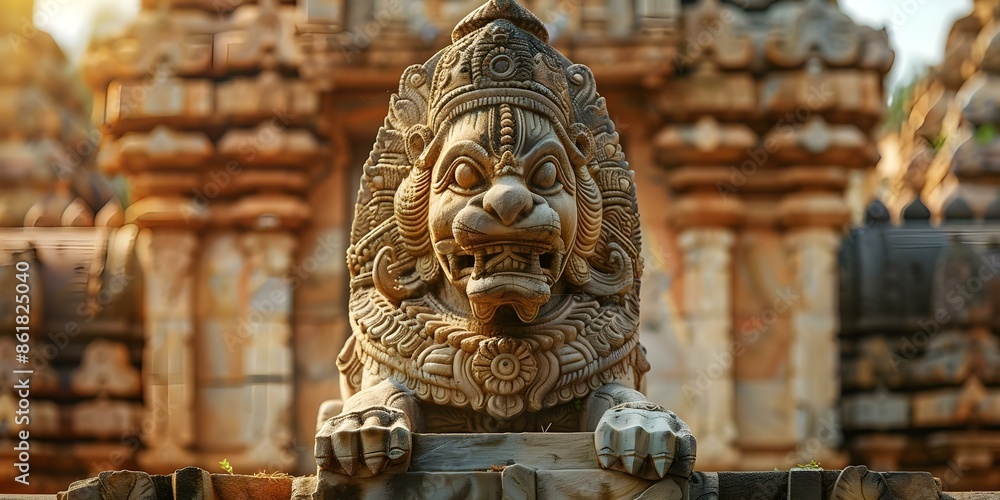 Obraz premium Hindu temple dedicated to Narasimha in Melkote South India. Concept Religious Temple, Hinduism, Narasimha Deity, Melkote, South India