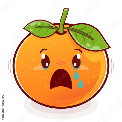 orange scared face cartoon cute