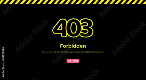 403 Forbidden error page. Vector layout template