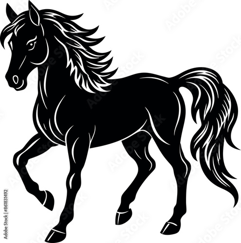 Horse silhouette vector illustration Design on a white background