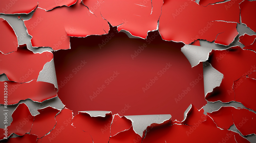 An abstract image featuring a torn red surface revealing a grey background beneath, symbolizing breakthrough, transformation, and the hidden layers beneath the surface of appearances. An abstract image featuring a torn red surface revealing a grey background beneath, symbolizing breakthrough, transformation, and the hidden layers beneath the surface of appearances.