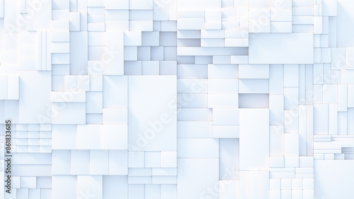 White cubic blocks 3D render