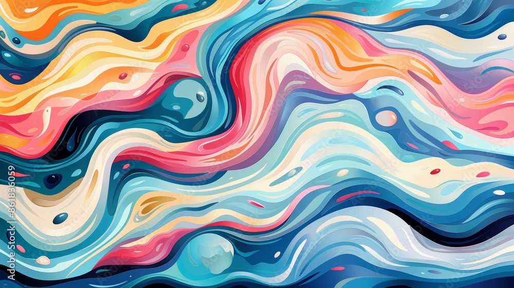 A whimsical wave pattern with exaggerated curves and playful colors. Abstract Ocean Waves A whimsical wave pattern with exaggerated curves and playful colors. Abstract Ocean Waves