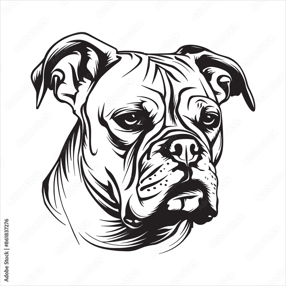 Bulldog face silhouette vector illustration line design Bulldog face silhouette vector illustration line design