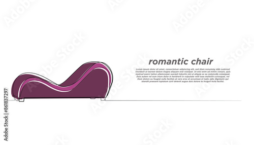 Art & Illustrationline art drawing of sofa for love.one line drawing of romantic sofa.single line vector illustration.isolated white background photo