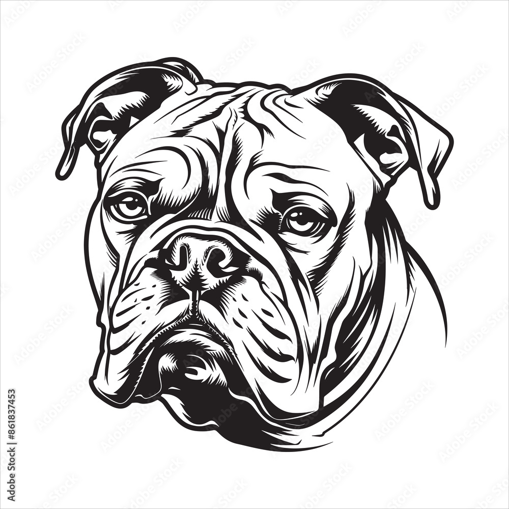 Bulldog face silhouette vector illustration line design Bulldog face silhouette vector illustration line design