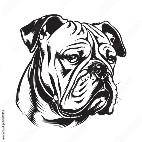 Bulldog face silhouette vector  illustration line design