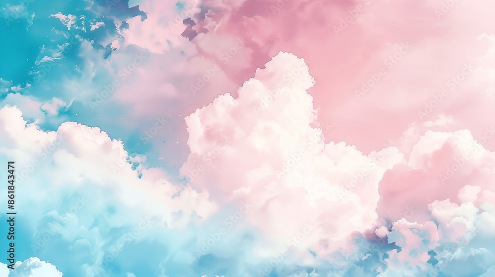 Naklejka premium watercolor pastel pink with tranquil sky blue