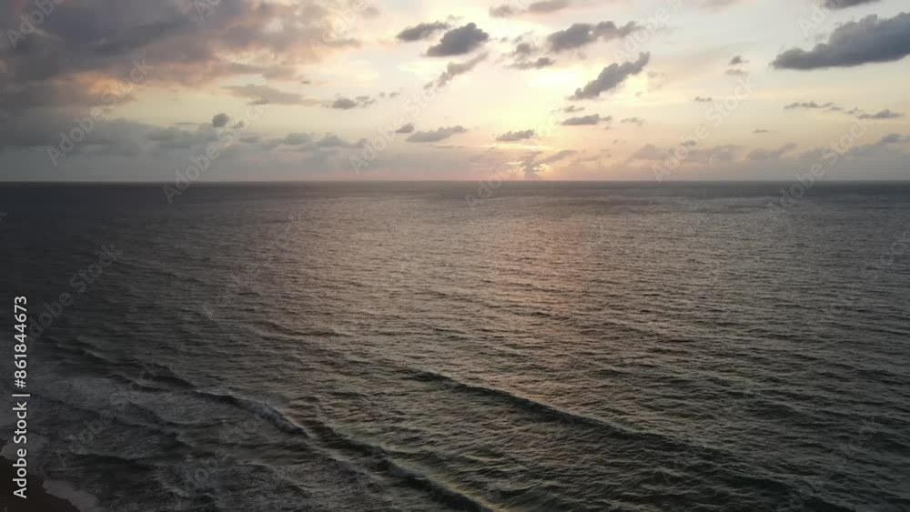 Aerial video of the beach of Arsuf, Israel at sunset